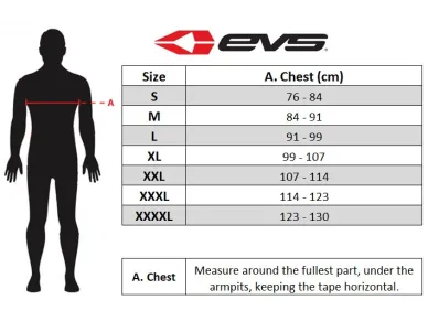 EVS-G6-size-chart kuva