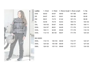 Textile_Jacket_Woman_GC_sizechart kuva